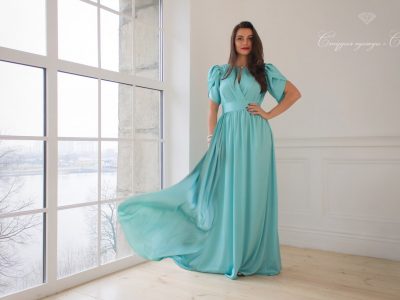Монако Шелковистое платье, мятного цвета